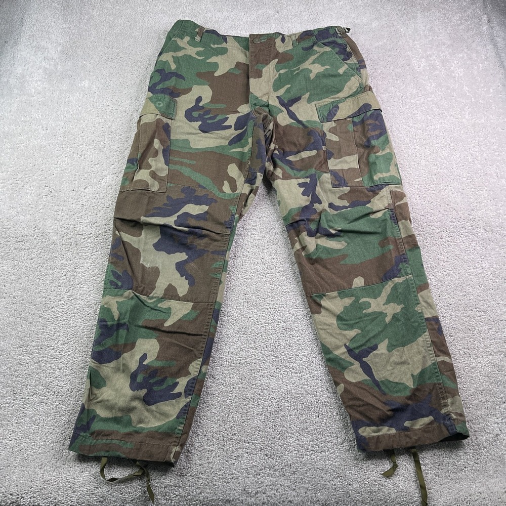 Vintage US Military Trousers Mens Medium Regular Woodland Camo Cargo BDU Combat